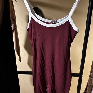 SKIMS Burgundy and White Jumpsuit